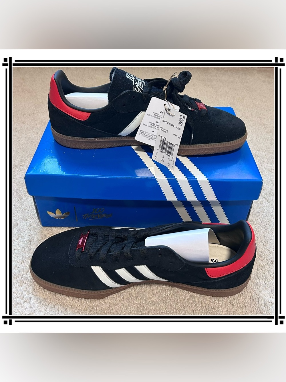 Adidas x 100 Thieves Palos Hills Men’s Sneakers Carbon Collegiate Orange Sz 9.5